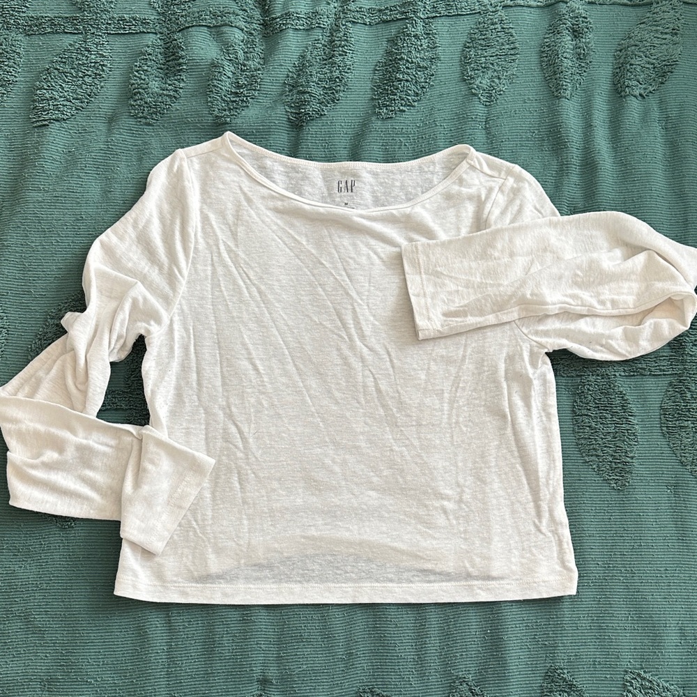 Gap linen blend crop long sleeve medium